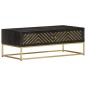 vidaXL Couchtisch Schwarz und Golden 90 x 50 x 35 cm Massivholz Mango vidaXL Couchtisch Schwarz und Golden 90 x 50 x 35 cm Massivholz Mango
