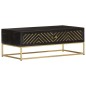 vidaXL Couchtisch Schwarz und Golden 90 x 50 x 35 cm Massivholz Mango vidaXL Couchtisch Schwarz und Golden 90 x 50 x 35 cm Massivholz Mango