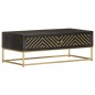 vidaXL Couchtisch Schwarz und Golden 90 x 50 x 35 cm Massivholz Mango vidaXL Couchtisch Schwarz und Golden 90 x 50 x 35 cm Massivholz Mango