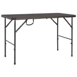 vidaXL Klappbarer Gartentisch Braun 120x60x74 cm HDPE Rattan-Look