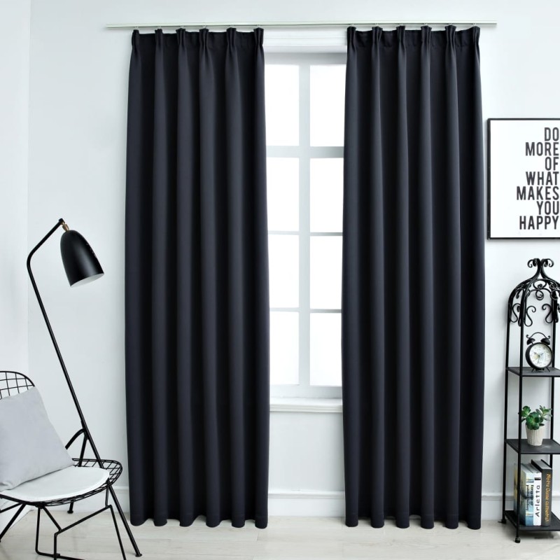 vidaXL Verdunkelungsvorhänge mit Haken 2 Stk. Anthrazit 140x245cm vidaXL Verdunkelungsvorhänge mit Haken 2 Stk. Anthrazit 140x245cm