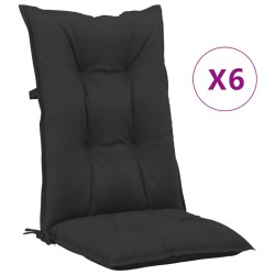 vidaXL Gartenstuhlauflagen für Hochlehner 6 Stk. Schwarz 120x50x7 cm