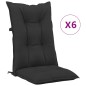 vidaXL Gartenstuhlauflagen für Hochlehner 6 Stk. Schwarz 120x50x7 cm vidaXL Gartenstuhlauflagen für Hochlehner 6 Stk. Schwarz 120x50x7 cm