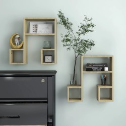 vidaXL Wandregale 2 Stk. Sonoma-Eiche 50x15x50 cm Holzwerkstoff