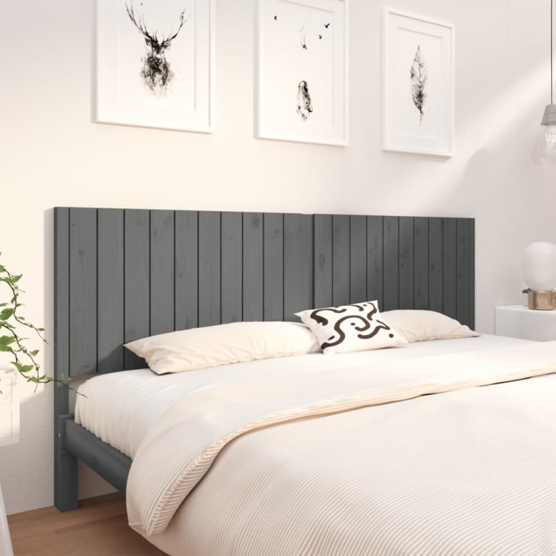vidaXL Bett-Kopfteil Grau 205,5x4x100 cm Massivholz Kiefer vidaXL Bett-Kopfteil Grau 205,5x4x100 cm Massivholz Kiefer