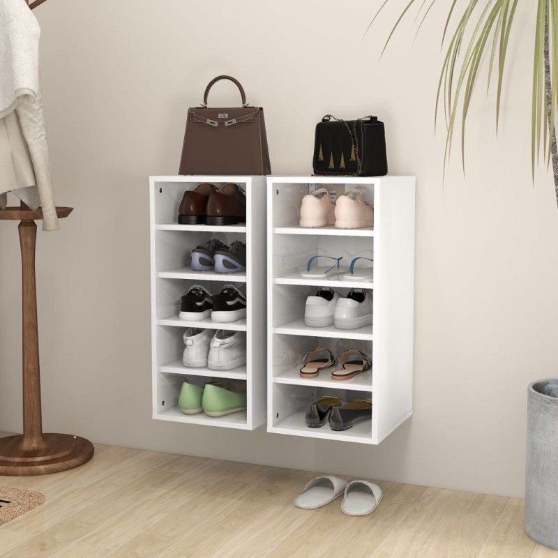 vidaXL Schuhschränke 2 Stk. Hochglanz-Weiß 31,5x35x70 cm Holzwerkstoff vidaXL Schuhschränke 2 Stk. Hochglanz-Weiß 31,5x35x70 cm Holzwerkstoff