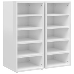 vidaXL Schuhschränke 2 Stk. Hochglanz-Weiß 31,5x35x70 cm Holzwerkstoff