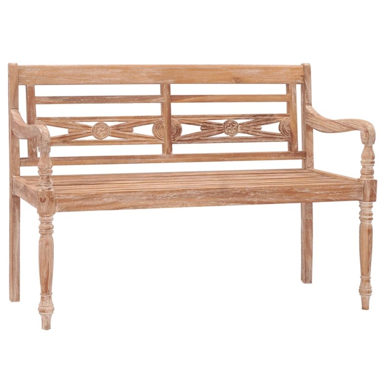 vidaXL Batavia-Bank 120 cm Teak Massivholz Getüncht vidaXL Batavia-Bank 120 cm Teak Massivholz Getüncht