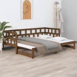vidaXL Tagesbett Ausziehbar Honigbraun Massivholz Kiefer 2x(80x200) cm 
