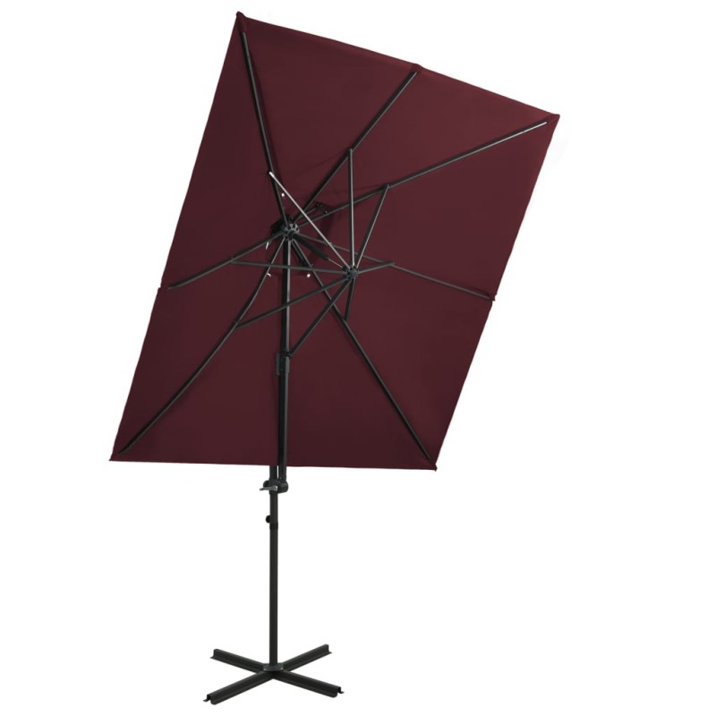 vidaXL Ampelschirm mit Lüftung Bordeauxrot 250x250 cm vidaXL Ampelschirm mit Lüftung Bordeauxrot 250x250 cm