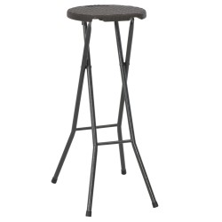 vidaXL Klappbare Barhocker 2 Stk. HDPE und Stahl Braun Rattanoptik