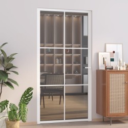 vidaXL Innentür 102,5x201,5 cm Weiß ESG-Glas und Aluminium