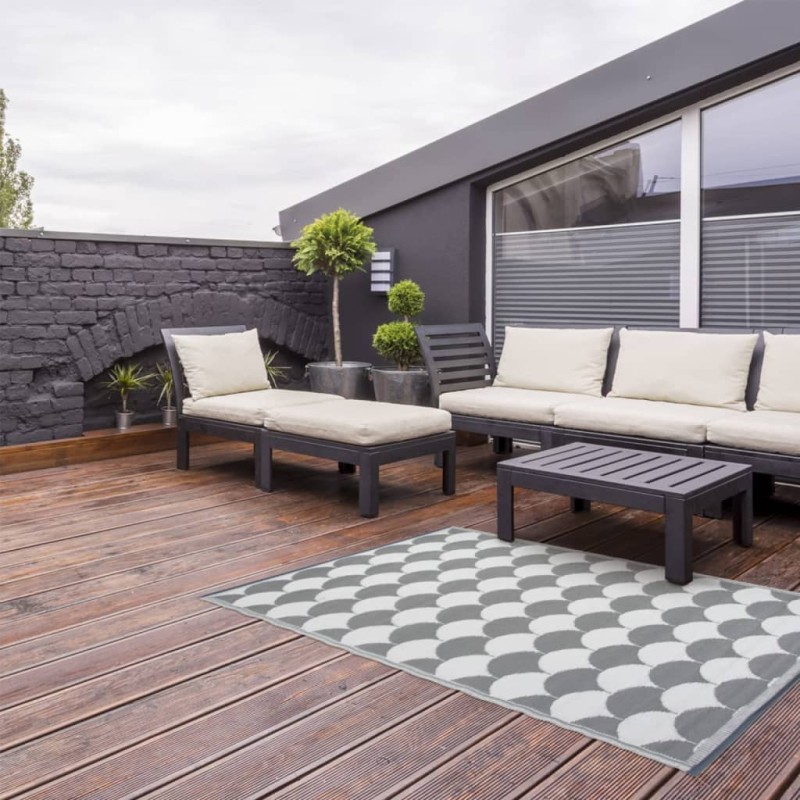 Esschert Design Outdoor-Teppich 180x121 cm Grau und Weiß OC24 Esschert Design Outdoor-Teppich 180x121 cm Grau und Weiß OC24