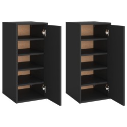 vidaXL Schuhschränke 2 Stk. Schwarz 32x35x70 cm Holzwerkstoff