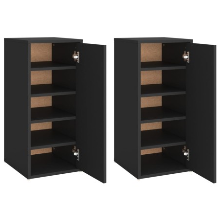vidaXL Schuhschränke 2 Stk. Schwarz 32x35x70 cm Holzwerkstoff