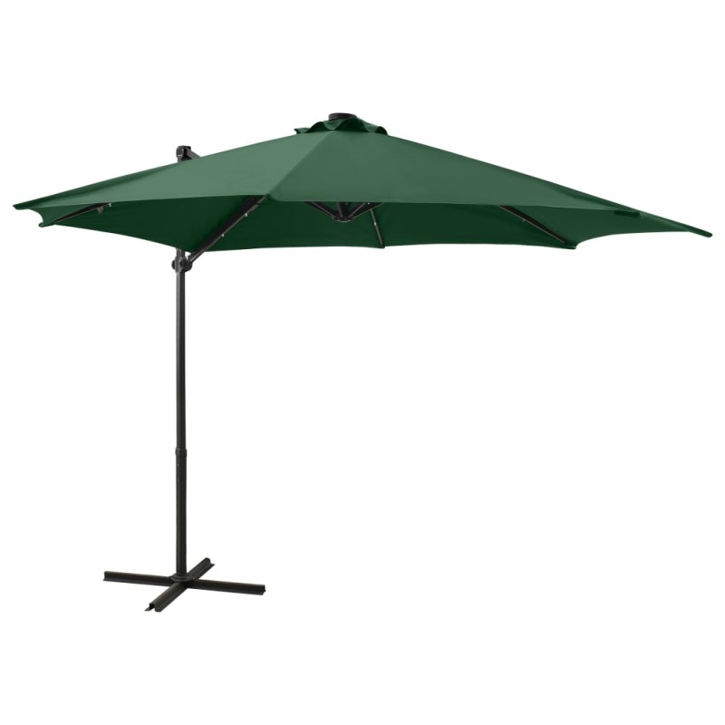 vidaXL Ampelschirm mit Mast und LED-Leuchten Grün 300 cm vidaXL Ampelschirm mit Mast und LED-Leuchten Grün 300 cm