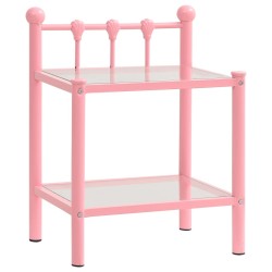 vidaXL Nachttisch Rosa Transparent 45x34,5x60,5 cm Metall und Glas