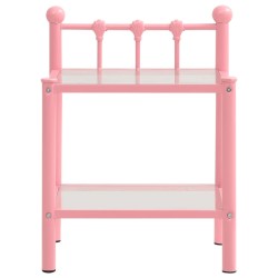 vidaXL Nachttisch Rosa Transparent 45x34,5x60,5 cm Metall und Glas