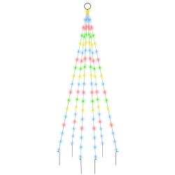 vidaXL LED-Weihnachtsbaum für Fahnenmast Mehrfarbig 108 LEDs 180 cm