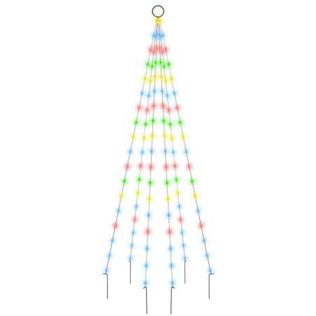 vidaXL LED-Weihnachtsbaum für Fahnenmast Mehrfarbig 108 LEDs 180 cm