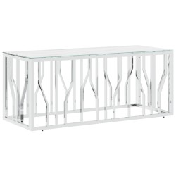 vidaXL Couchtisch Silbern 110x45x45 cm Edelstahl und Glas