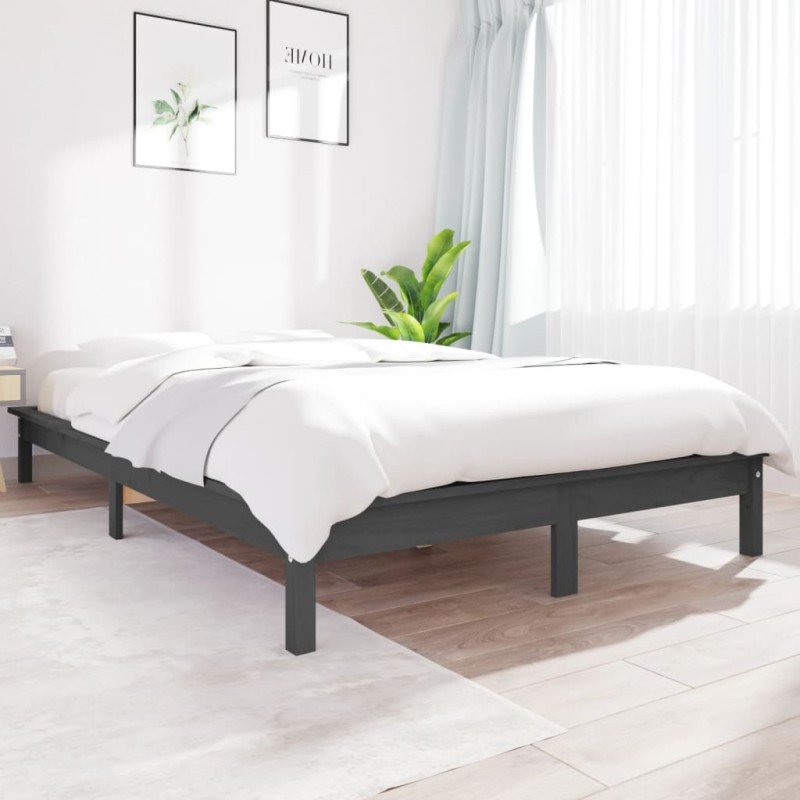 vidaXL Massivholzbett Grau 140x190 cm Kiefer vidaXL Massivholzbett Grau 140x190 cm Kiefer