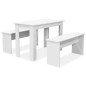 vidaXL 3-tlg. Essgruppe Tisch und Bänke Holzwerkstoff Weiß vidaXL 3-tlg. Essgruppe Tisch und Bänke Holzwerkstoff Weiß