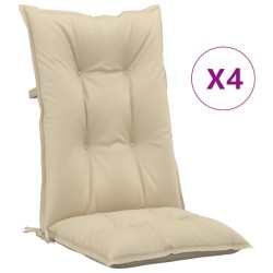 Gartenstuhlauflagen für Hochlehner 4Stk. Beige 120x50x7cm Stoff