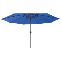 vidaXL Sonnenschirm mit LED-Leuchten und Metallmast 400 cm Azurblau