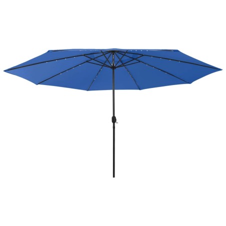 vidaXL Sonnenschirm mit LED-Leuchten und Metallmast 400 cm Azurblau