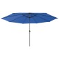vidaXL Sonnenschirm mit LED-Leuchten und Metallmast 400 cm Azurblau vidaXL Sonnenschirm mit LED-Leuchten und Metallmast 400 cm Azurblau