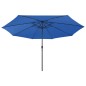 vidaXL Sonnenschirm mit LED-Leuchten und Metallmast 400 cm Azurblau vidaXL Sonnenschirm mit LED-Leuchten und Metallmast 400 cm Azurblau