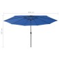 vidaXL Sonnenschirm mit LED-Leuchten und Metallmast 400 cm Azurblau vidaXL Sonnenschirm mit LED-Leuchten und Metallmast 400 cm Azurblau
