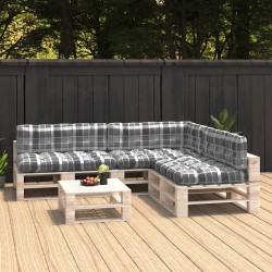 vidaXL Palettensofa-Auflagen 7 Stk. Grau Karomuster