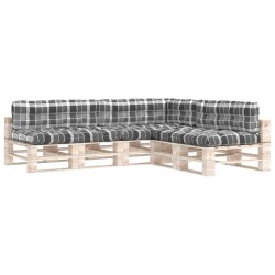 vidaXL Palettensofa-Auflagen 7 Stk. Grau Karomuster