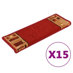 vidaXL Treppenmatten Selbstklebend 15 Stk. 65x21x4 cm Rot