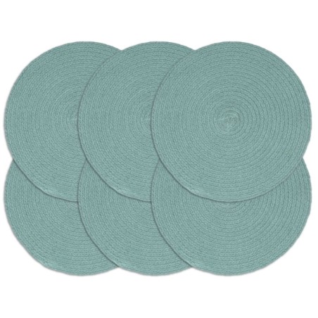 vidaXL Tischsets 6 Stk. Uni Grün 38 cm Rund Baumwolle 
