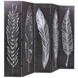 vidaXL Raumteiler klappbar 200 x 170 cm Federn Schwarz-Weiß
