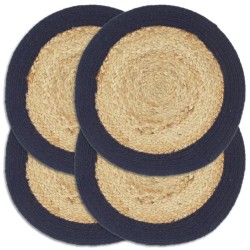 vidaXL Tischsets 4 Stk. Natur und Marineblau 38 cm Jute und Baumwolle 
