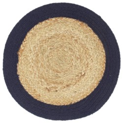 vidaXL Tischsets 4 Stk. Natur und Marineblau 38 cm Jute und Baumwolle 