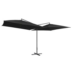 vidaXL Doppelsonnenschirm mit Stahlmast 250×250 cm Schwarz 