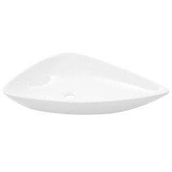 vidaXL Waschbecken Keramik Dreiecksform Weiß 645 x 455 x 115 mm