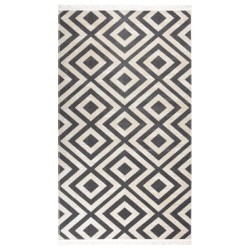 vidaXL Outdoor-Teppich Flachgewebe 115x170cm Hellschwarz und Hellbeige