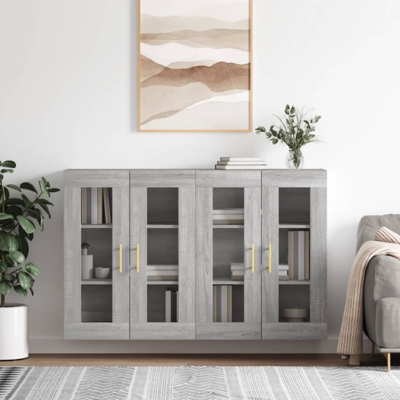Wandschränke 2 Stk. Grau Sonoma Holzwerkstoff Wandschränke 2 Stk. Grau Sonoma Holzwerkstoff