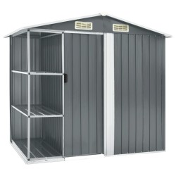 vidaXL Gartenhaus mit Regal Grau 205x130x183 cm Eisen  