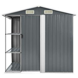 vidaXL Gartenhaus mit Regal Grau 205x130x183 cm Eisen  