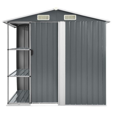 vidaXL Gartenhaus mit Regal Grau 205x130x183 cm Eisen  