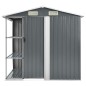vidaXL Gartenhaus mit Regal Grau 205x130x183 cm Eisen vidaXL Gartenhaus mit Regal Grau 205x130x183 cm Eisen