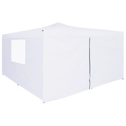 vidaXL Faltpavillon mit 4 Seitenwänden 5x5 m Weiß