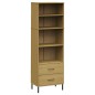 vidaXL Bücherregal OSLO mit 2 Schubladen Braun 60x35x180 cm Massivholz vidaXL Bücherregal OSLO mit 2 Schubladen Braun 60x35x180 cm Massivholz